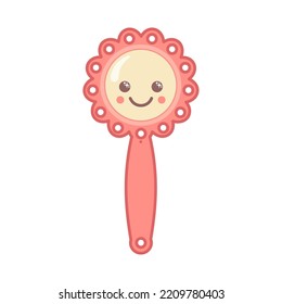 A baby rattle with kawaii face with a handle. A gift for newborns.