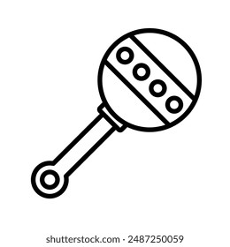 Baby rattle linear logo mark in black and white
