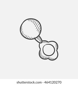 Baby rattle sketch icon for web, mobile and infographics. Hand drawn vector isolated icon.
