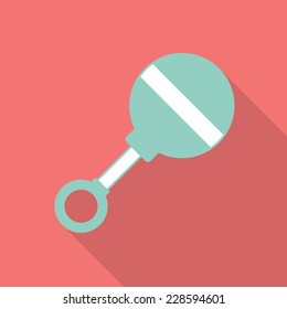 Baby rattle toy. Flat design icon. Pastel mood.