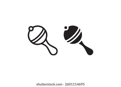 Baby rattle toy icon black outline Vector