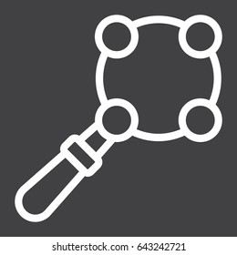 Baby rattle toy line icon, kid and shake, vector graphics, a linear pattern on a black background, eps 10.