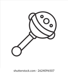 Baby Rattle Toy in Minimalist Line Art Style Vector Graphic