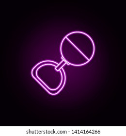 baby rattle toy neon icon. Elements of toys set. Simple icon for websites, web design, mobile app, info graphics