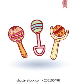 baby rattle toy, vector illustration