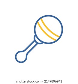 Baby rattle toy vector isolated icon. Graph symbol for children and newborn babies web site and apps design, logo, app, UI