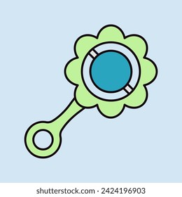 Baby rattle toy vector isolated icon. Graph symbol for children and newborn babies web site and apps design, logo, app, UI