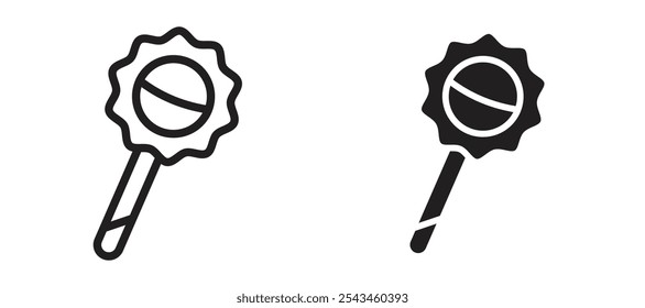 Baby rattle vector icon set in black.