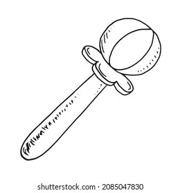 Baby rattle. Vector illustration of a sketch toy for a newborn. Hand drawn.