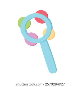 Baby rattle vector set in cartoon style. Colorful rattle toy for infant baby. Baby shower, baby toy flat vector isolated on white background.