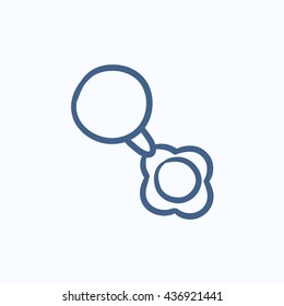 Baby rattle vector sketch icon isolated on background. Hand drawn Baby rattle icon. Baby rattle sketch icon for infographic, website or app.