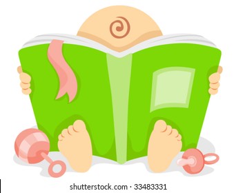 Baby reading Book - Vector