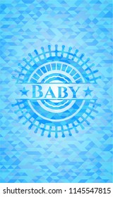 Baby realistic sky blue mosaic emblem