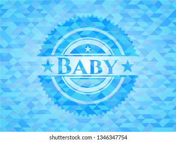 Baby realistic sky blue mosaic emblem