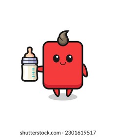 baby red card cartoon character with milk bottle , cute style design for t shirt, sticker, logo element