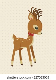 Baby reindeer with bow polka-dot card