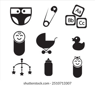 Baby related icon set. Icon set for baby infant concept vector illustration