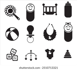 Baby related icon set. Icon set for baby infant concept vector illustration