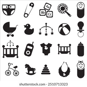 Baby related icon set. Icon set for baby infant concept vector illustration