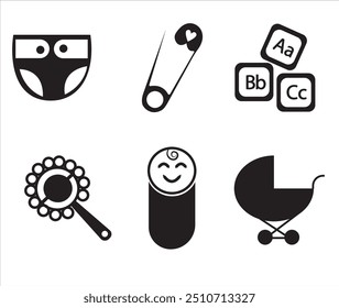 Baby related icon set. Icon set for baby infant concept vector illustration