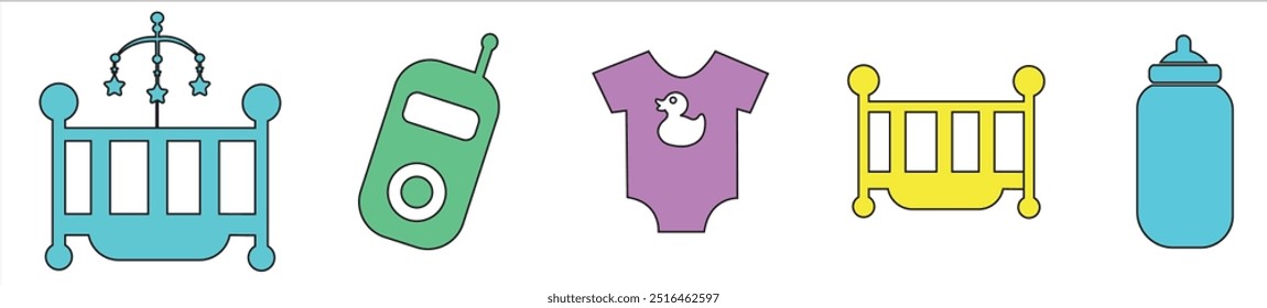 Baby related icon set. Icon set for baby infant concept vector illustration