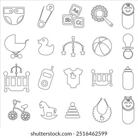 Baby related icon set. Icon set for baby infant concept vector illustration