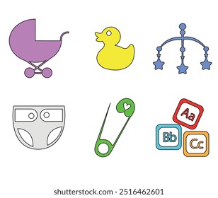 Baby related icon set. Icon set for baby infant concept vector illustration