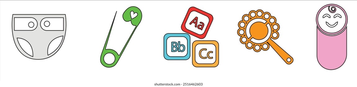 Baby related icon set. Icon set for baby infant concept vector illustration