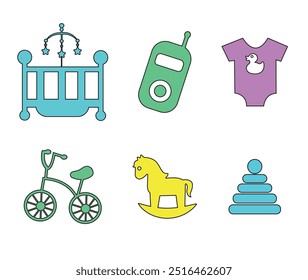 Baby related icon set. Icon set for baby infant concept vector illustration