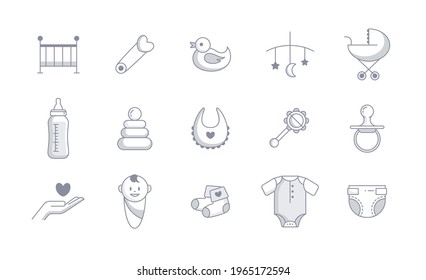 Baby Related Icons Set. Vector Illustration