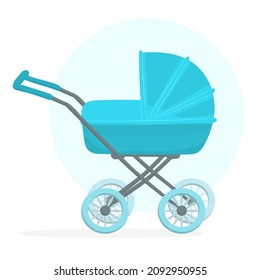 Baby retro stroller icon for new born