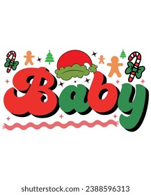 Baby retro,Christmas retro, T-shirt, Typography, Sweatshirt,Svg Cut File,Circuit, Retro 70s quotes. Groovy baby.