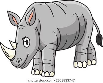 Baby Rhino Cartoon Colored Clipart Illustration
