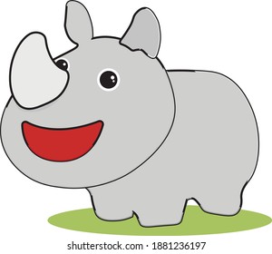 Baby rhino ,illustration, vector on white background.