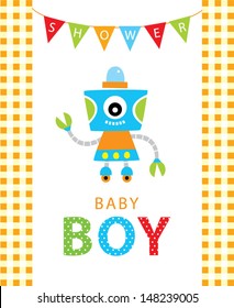 baby robot boy shower greeting card