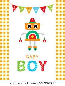 baby robot boy shower greeting card