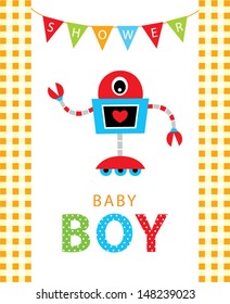 baby robot boy shower greeting card
