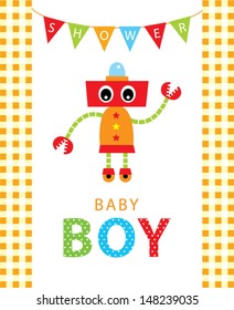 baby robot boy shower greeting card