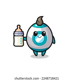 baby rocket cartoon character with milk bottle , cute style design for t shirt, sticker, logo element