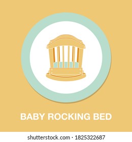 baby rocking bed flat icon - simple, vector, icon for website design, mobile app, ui. Vector Illustration