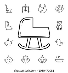 baby rocking bed icon. Set of baby element. Premium quality graphic design. Signs, outline symbols collection, simple thin line icon for websites,  on white background