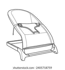 Baby rocking and bouncer. Swing bed for kids. Vector sketch illustration in flat style.