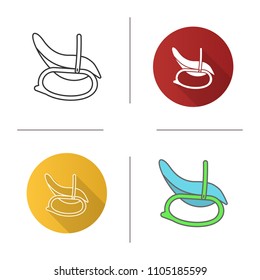 Baby rocking chair icon  Infant safety seat  Baby carrier basket  Flat design  linear   color styles  Isolated vector illustrations
