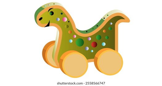 Baby Rolling Toy Wooden Horse Vector Illustration.	