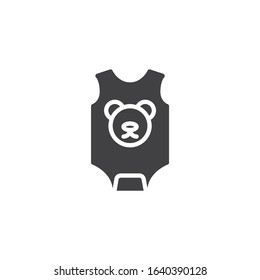 Baby romper with bear vector icon. filled flat sign for mobile concept and web design. Baby Bodysuit clothes glyph icon. Symbol, logo illustration. Vector graphics