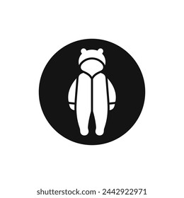 Baby romper black and white vector icon