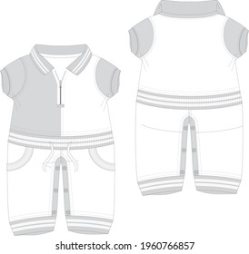 Baby Romper. Baby clothes Flat Sketch. vector illustration