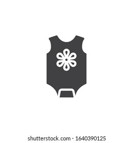 Baby romper with flower vector icon. filled flat sign for mobile concept and web design. Baby girl Bodysuit clothes glyph icon. Symbol, logo illustration. Vector graphics