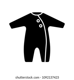 Baby romper glyph icon. Newborn baby overalls. Silhouette symbol. Negative space. Vector isolated illustration