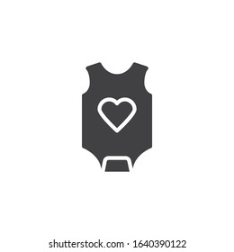 Baby romper with heart vector icon. filled flat sign for mobile concept and web design. Baby girl Bodysuit clothes glyph icon. Symbol, logo illustration. Vector graphics